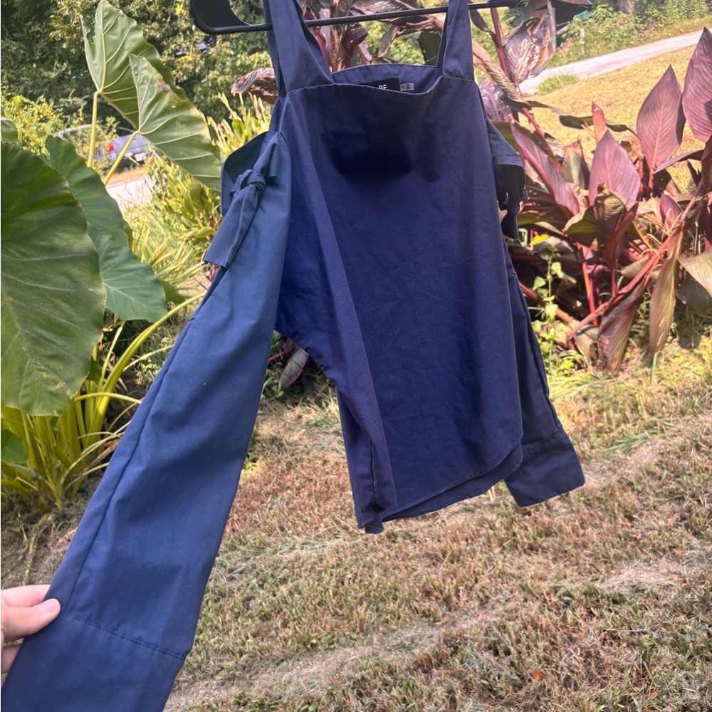 DO+BE Navy Blue Blouse with Tie Sleeve